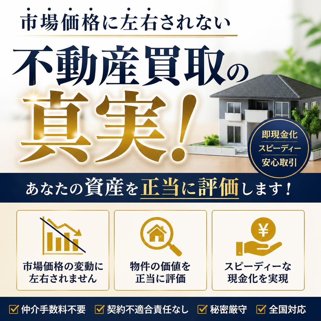 市場価格に左右されない不動産買取の真実！あなたの資産を正当に評価します！