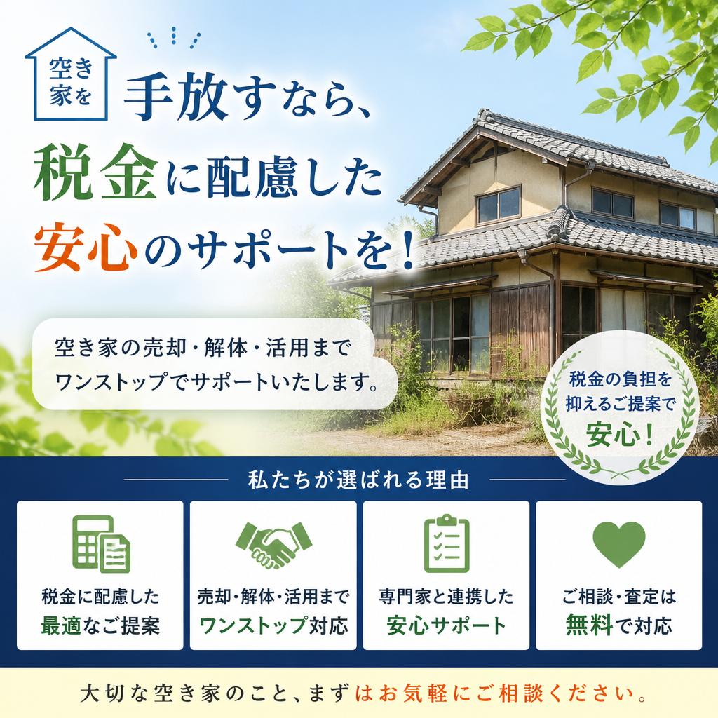 空き家を手放すなら、税金に配慮した安心のサポートを！