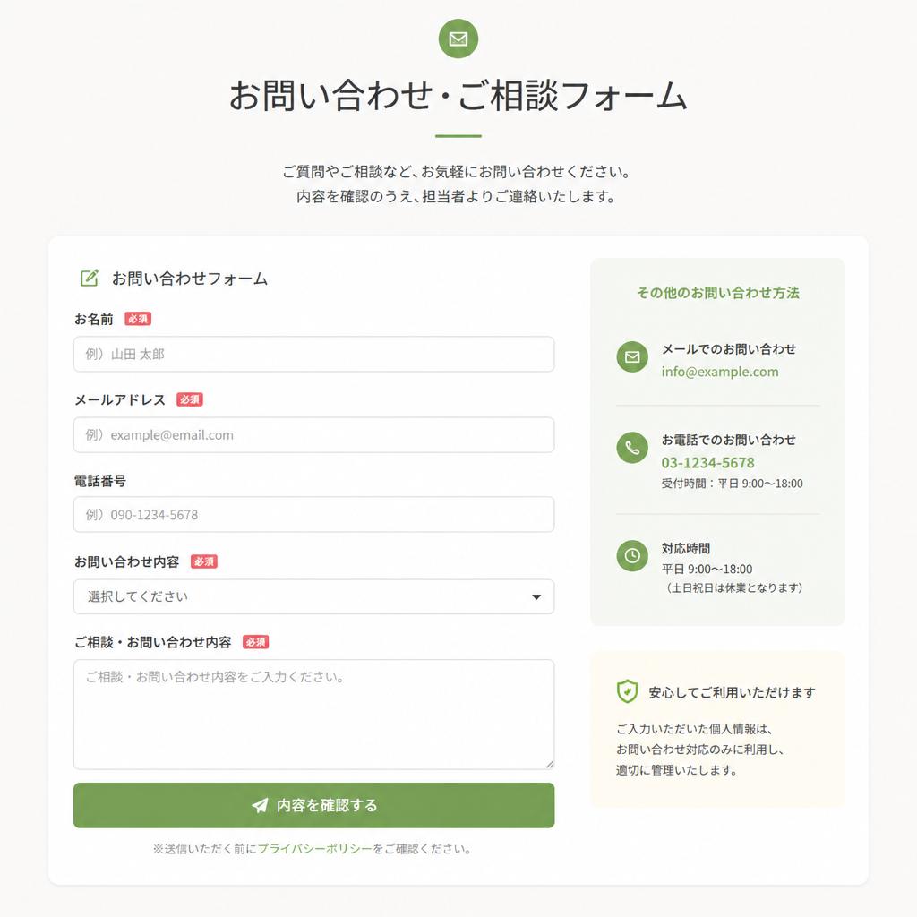 7. 簡単お問い合わせフォーム