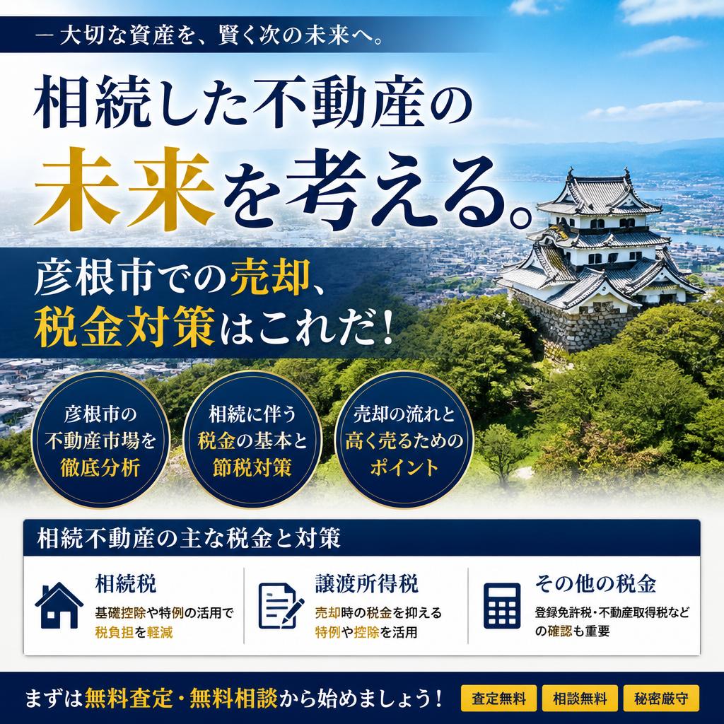 相続した不動産の未来を考える。彦根市での売却、税金対策はこれだ！