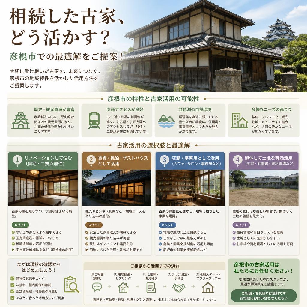 相続した古家、どう活かす？彦根市での最適解をご提案！