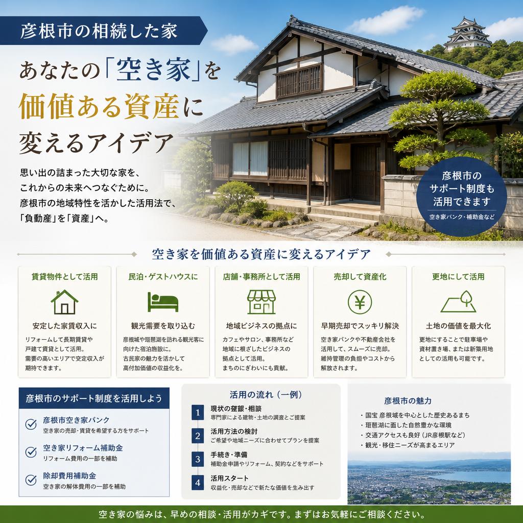 彦根市の相続した家、あなたの「空き家」を価値ある資産に変えるアイデア
