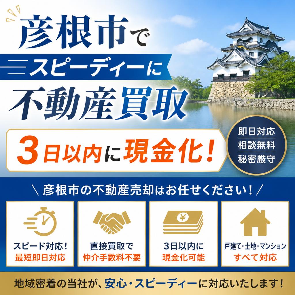 彦根市でスピーディーに不動産買取、3日以内に現金化！