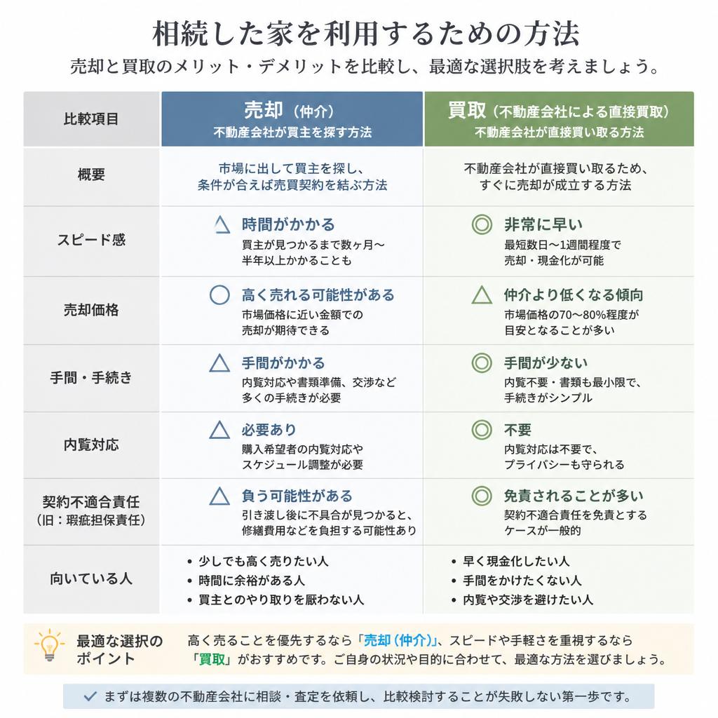 相続した家の売却・買取の選択肢