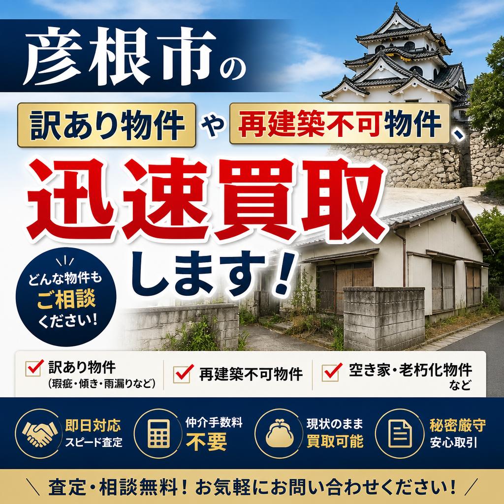 彦根市の訳あり物件や再建築不可物件、迅速買取します！