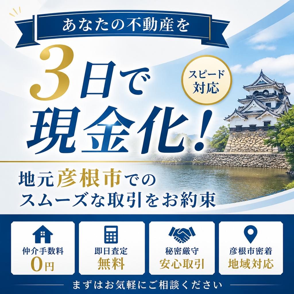 あなたの不動産を3日で現金化！地元彦根市でのスムーズな取引をお約束