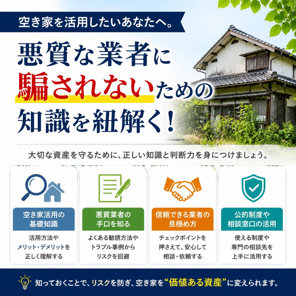 空き家を活用したいあなたへ。悪質な業者に騙されないための知識を紐解く！