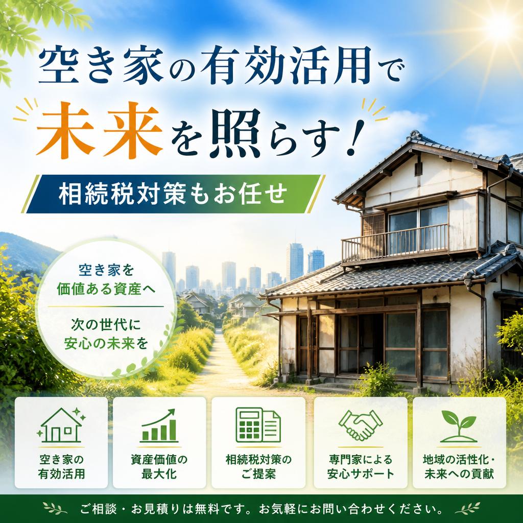 空き家の有効活用で未来を照らす！相続税対策もお任せ