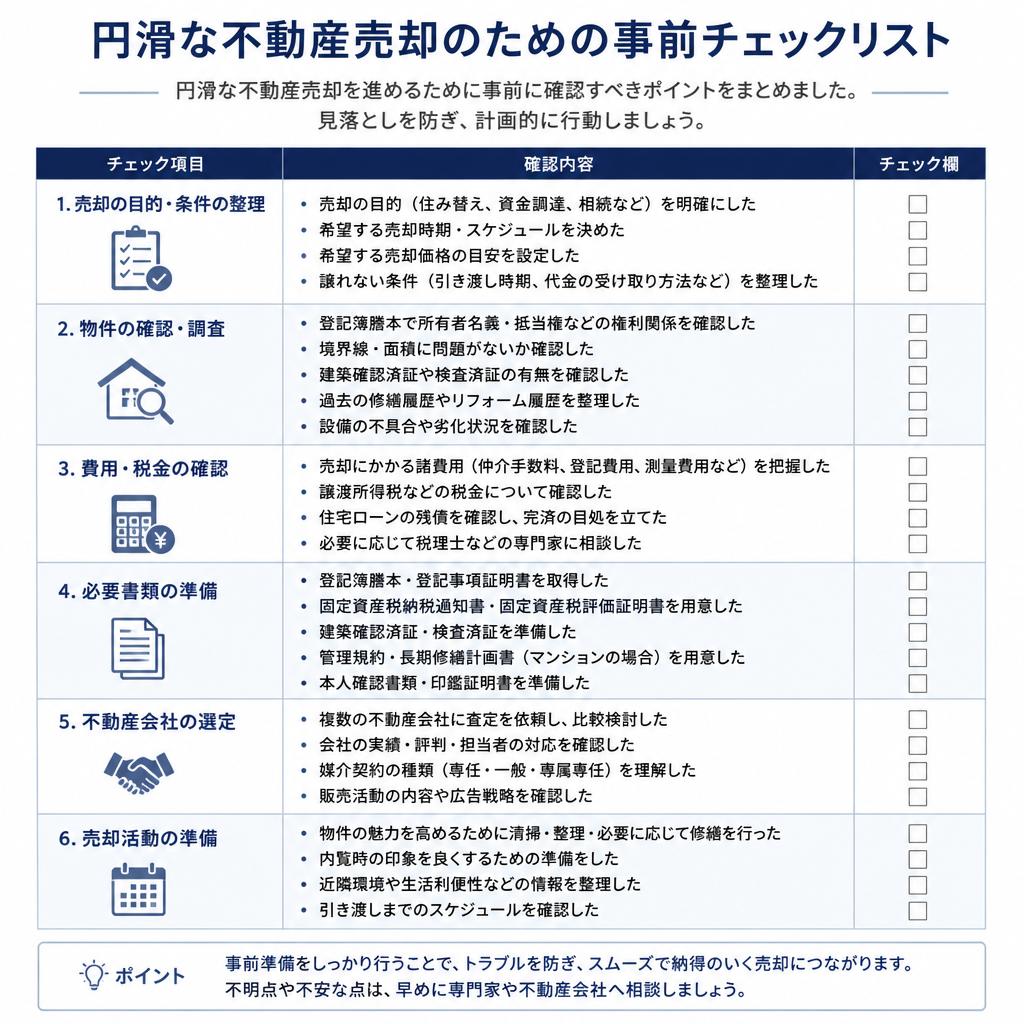 失敗しない売却活動のためのチェックリスト