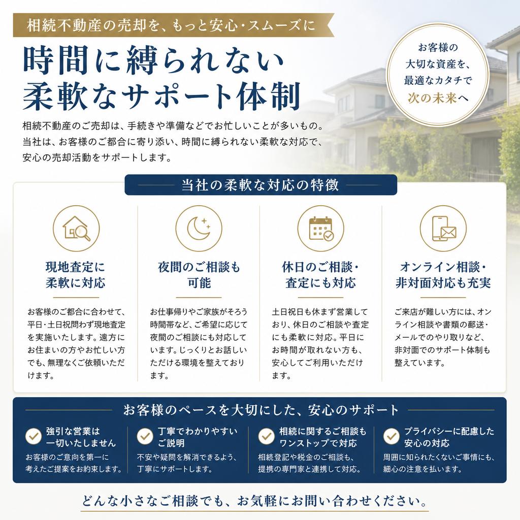 相続不動産売却には柔軟な対応を
