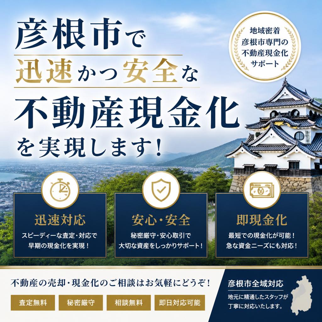 彦根市で迅速かつ安全な不動産現金化を実現します！