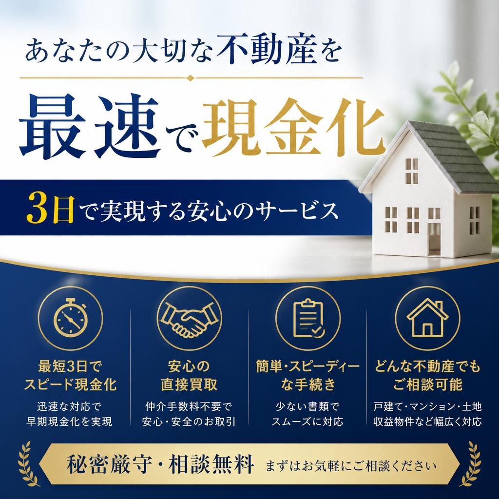 あなたの大切な不動産を最速で現金化 - 3日で実現する安心のサービス