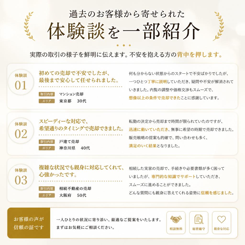 お客様の声：安心と信頼の証