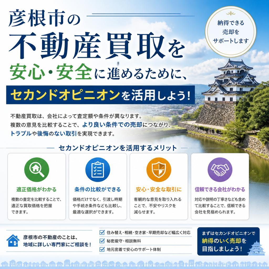 彦根市の不動産買取を安心・安全に進めるために、セカンドオピニオンを活用しよう！